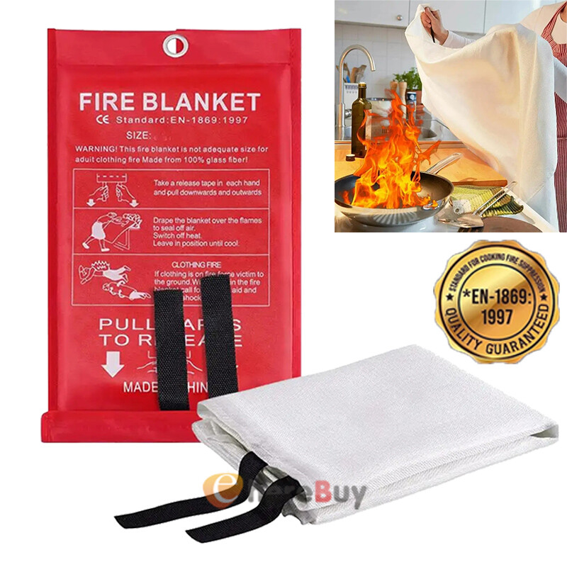 Large Fire Blanket Fireproof For Home Kitchen Office Caravan Emergency Safety