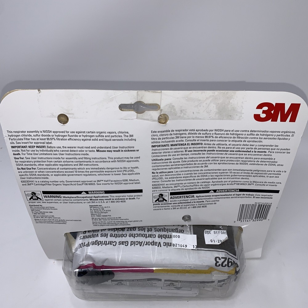 3M Medium Respirator Drop Down Half Face 62023DHA1 Use before 01-2026 Open Pack