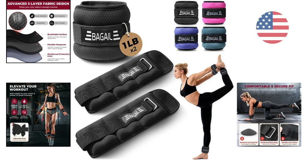 Durable 2 LB Adjustable Ankle & Wrist Weights – Ideal for Strength Training