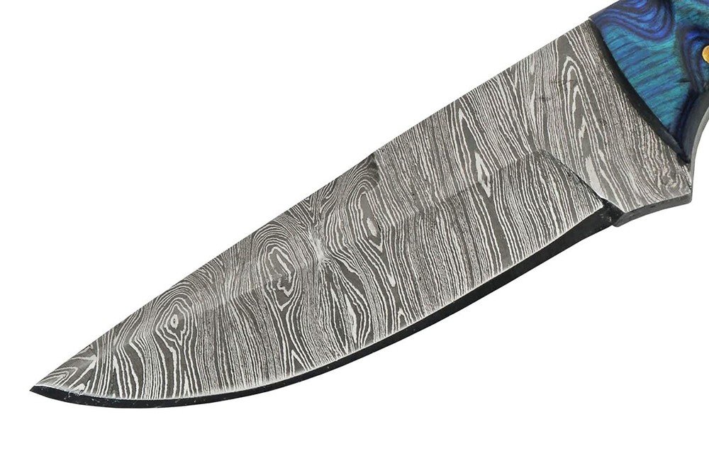 New Damascus Exotic Hunter Blue Fixed Blade Knife DM-1290
