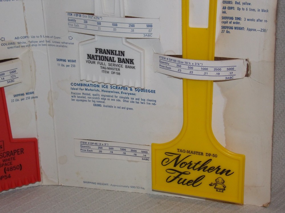 Vintage Salesman's Display TAG-MASTER LINE Windshield Scraper & Squeegee Board