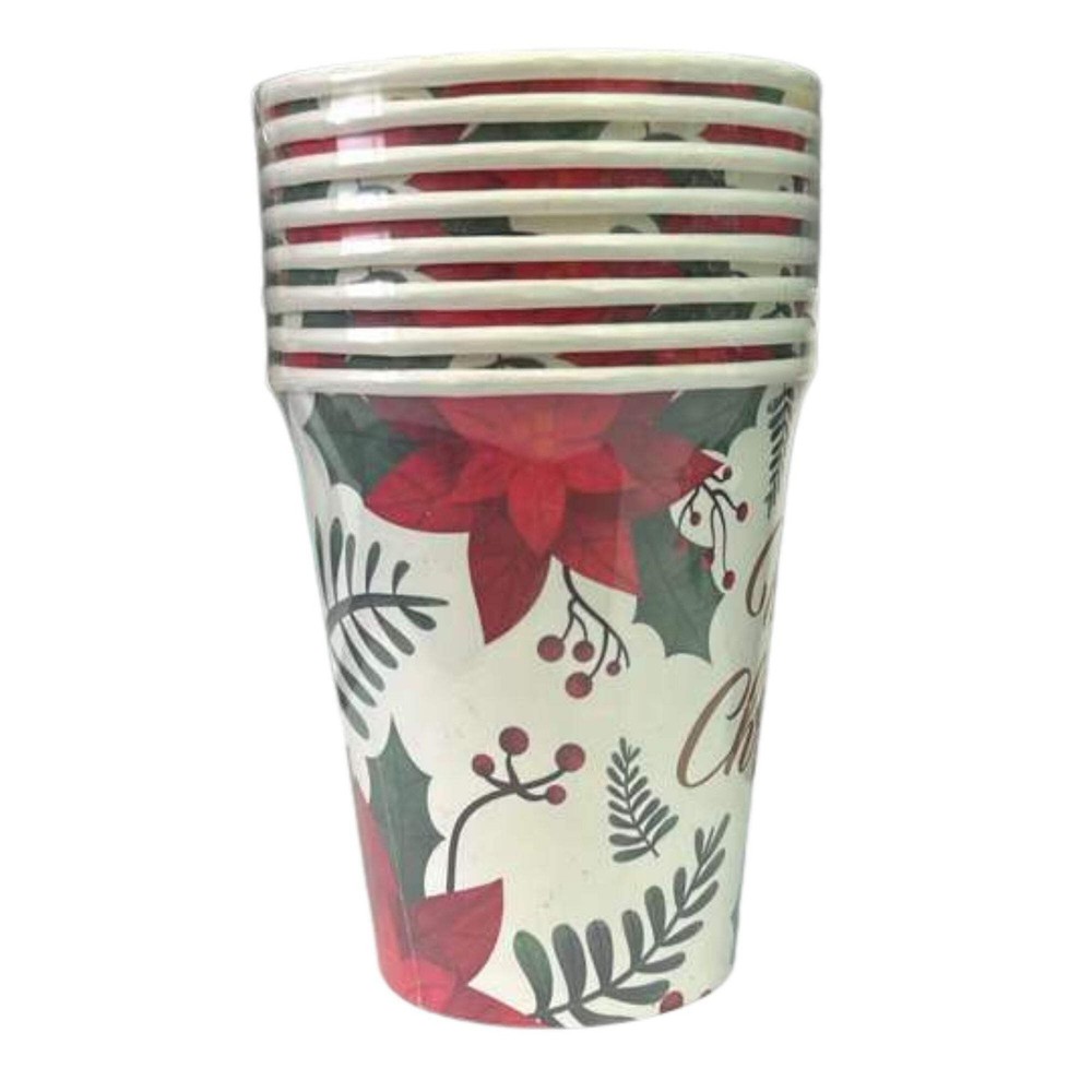 9 oz Merry Christmas Paper Cups: 8 Pack