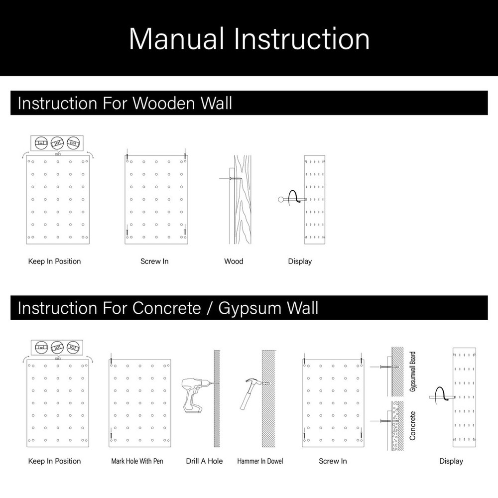 Wood Pegboard Combination Wall Organizer Kit, Wooden Display Pegboard Panel K...