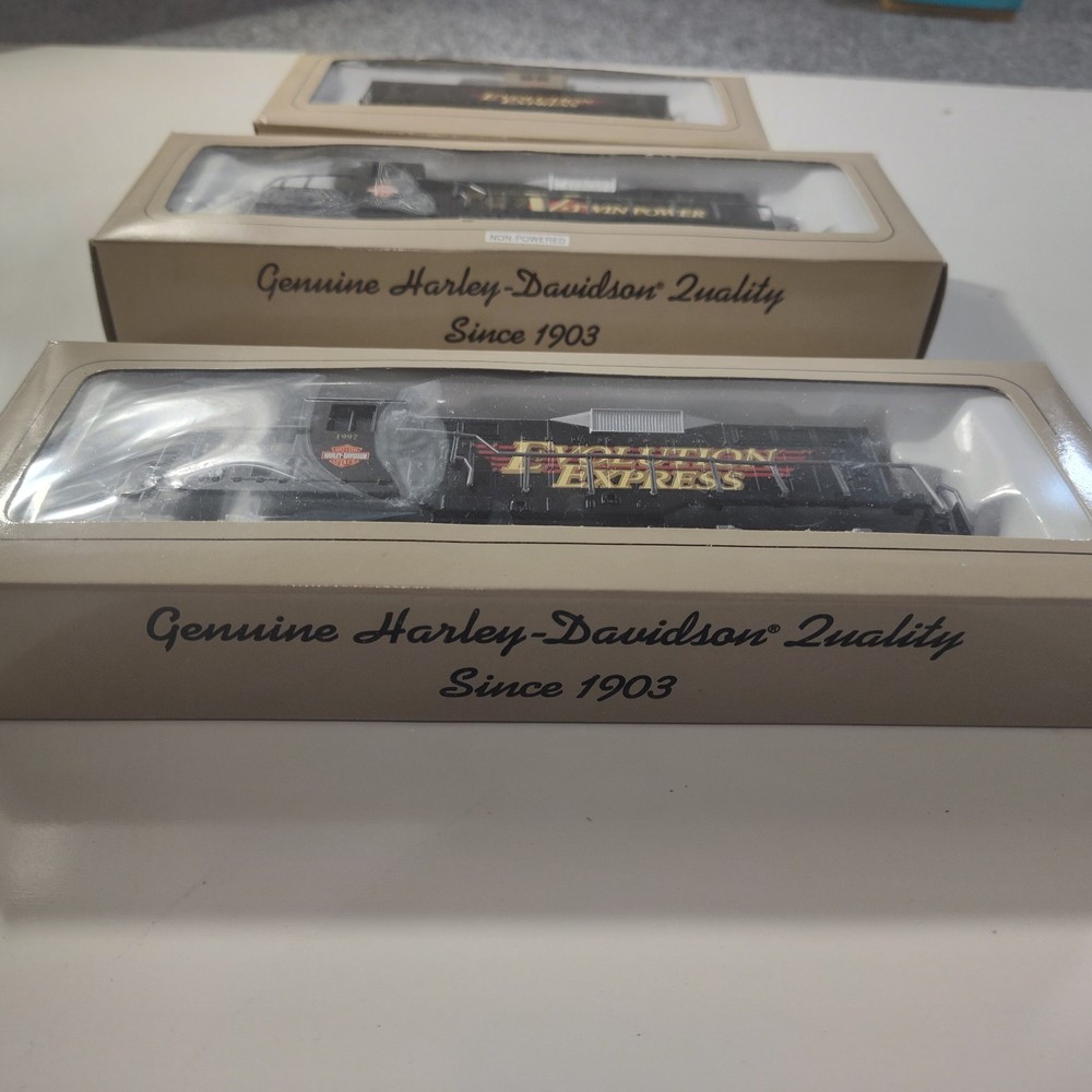 Harley Davidson 1997 Evolution Express HO Train Limited Edition 3 piece set