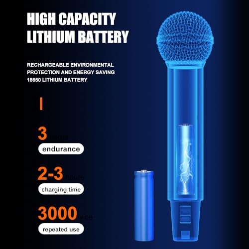 AD55 Dual Handheld Dynamic Wireless Microphone, Rechargeable Wireless Dual UHF