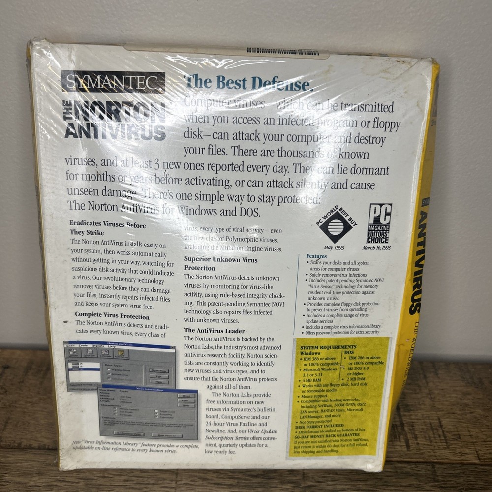 Symantec The Norton Antivirus Version 3.0 Windows DOS