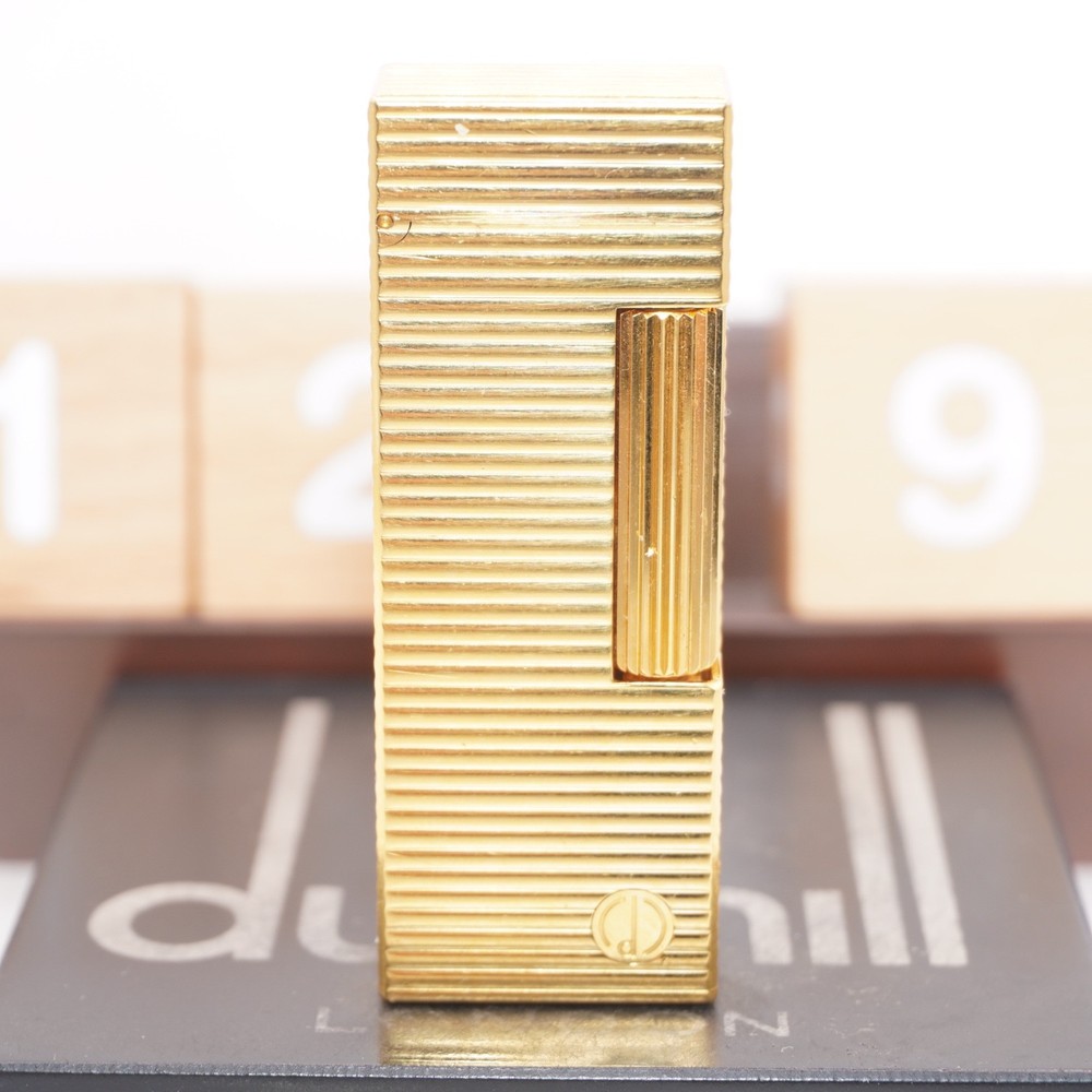 Dunhill Lighter Gold Horizontal stripe_Ultrasonically Cleaned_Working