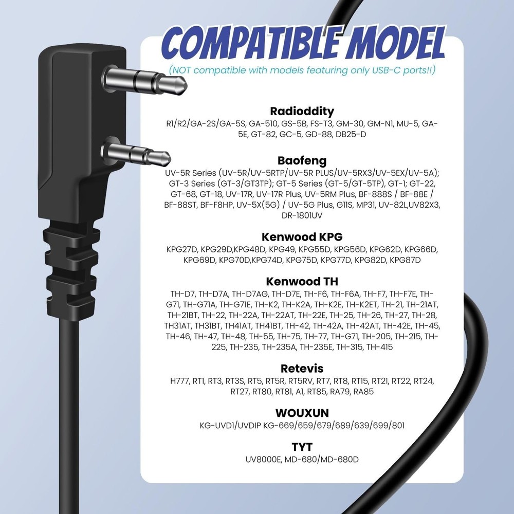 TNP FTDI Programming Cable - USB 2 Pin for Baofeng Programming Cable, Btech, ...