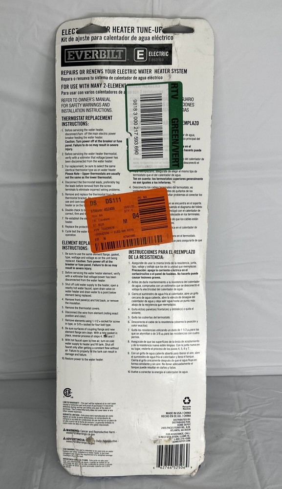 Everbilt Electric Water Heater Tune-Up Kit