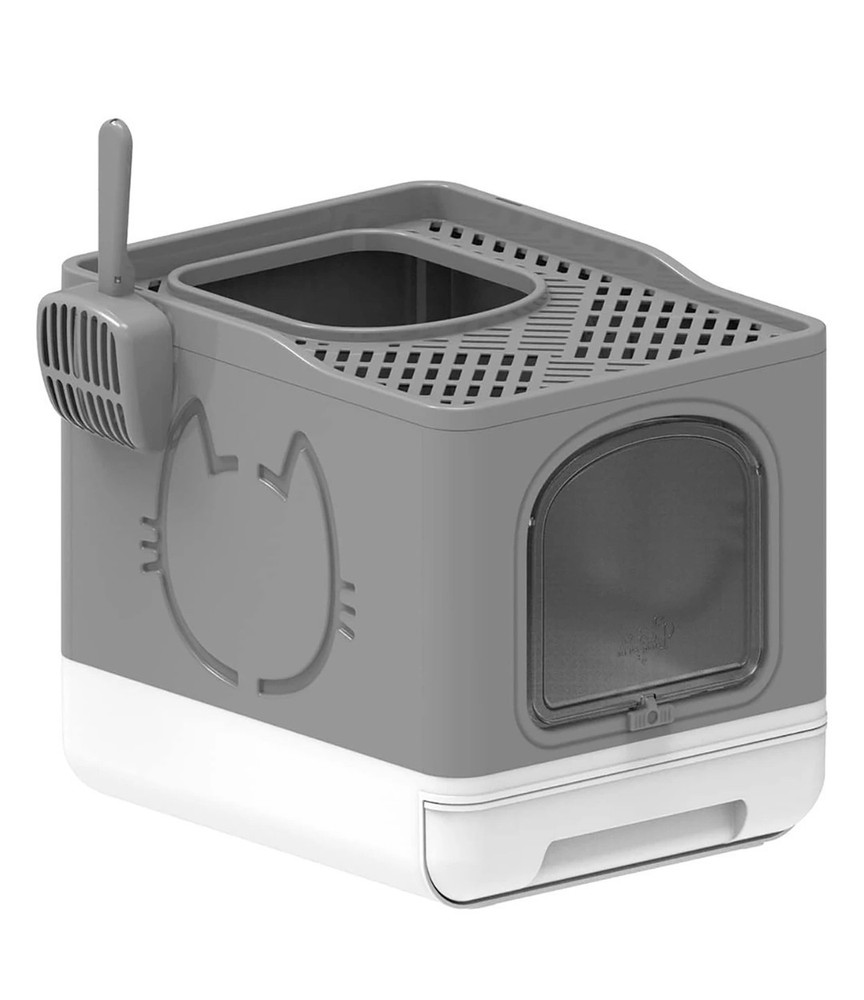 allforpaws Go Fresh Foldable Cat Litter Box, Medium, Grey New