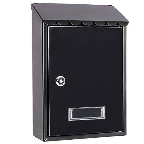 Mailboxes Wall Mount with Key Lock – Small Metal Mailboxes Horizontal, Black