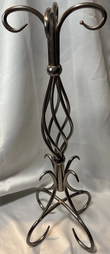 Vintage Wrought Iron Fireplace Tool Stand Twisted Scroll Design 29"