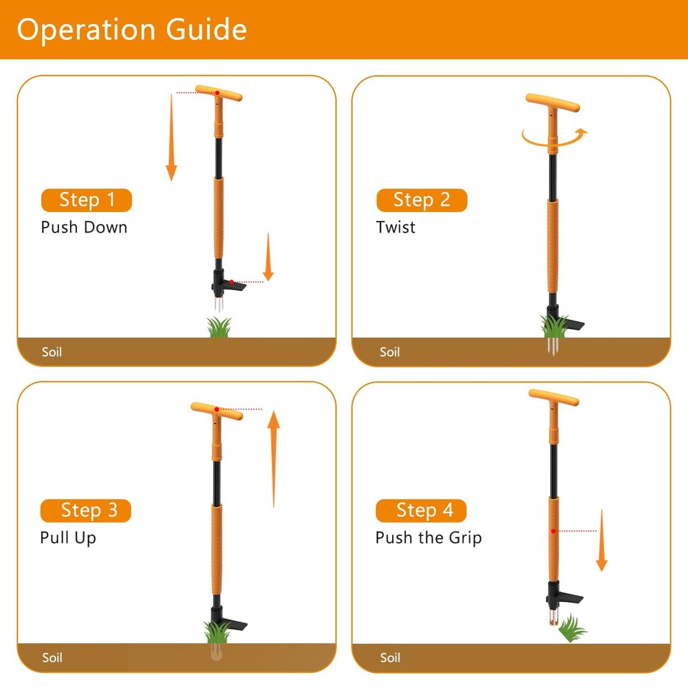 Weed Puller Tool, Fully Stand Up Weeding Tool With 3 Claws - Zero Bending and...
