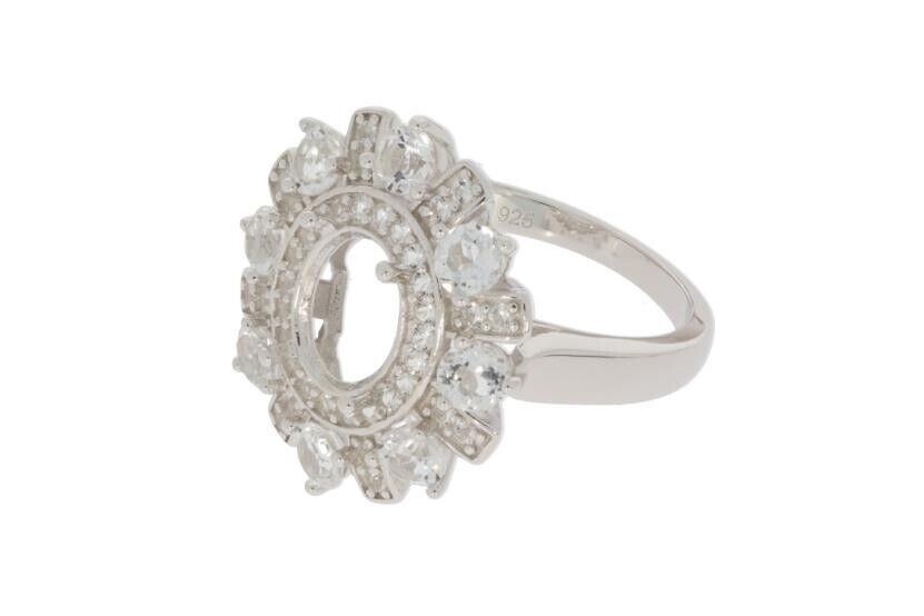 Sterling Silver Semi Mount Ring Setting Oval OV 9x7mm