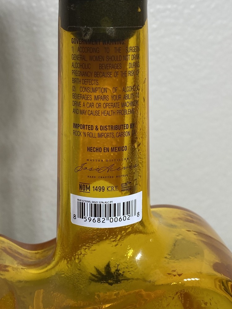 2 Rock N Roll Mango & Strawberry Guitar Shaped Tequila 750ml EMPTY Bottles