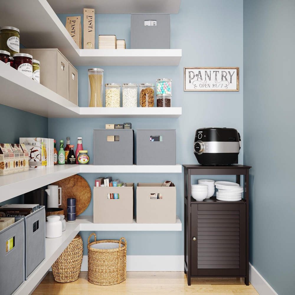 RiverRidge Folding Storage Bins with Handles Taupe One Size, 2