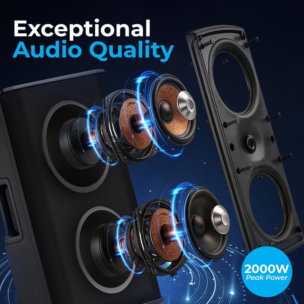 ANTAKIPRO 15-Inch 2-Way Active Loudspeaker - 2000W 4 Ohms Wireless Speaker...
