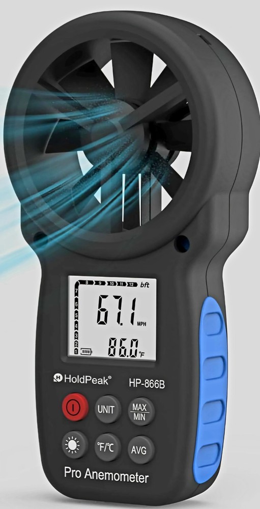 New HoldPeak 866B Digital Anemometer Handheld Wind Speed Temperature Wind Chill
