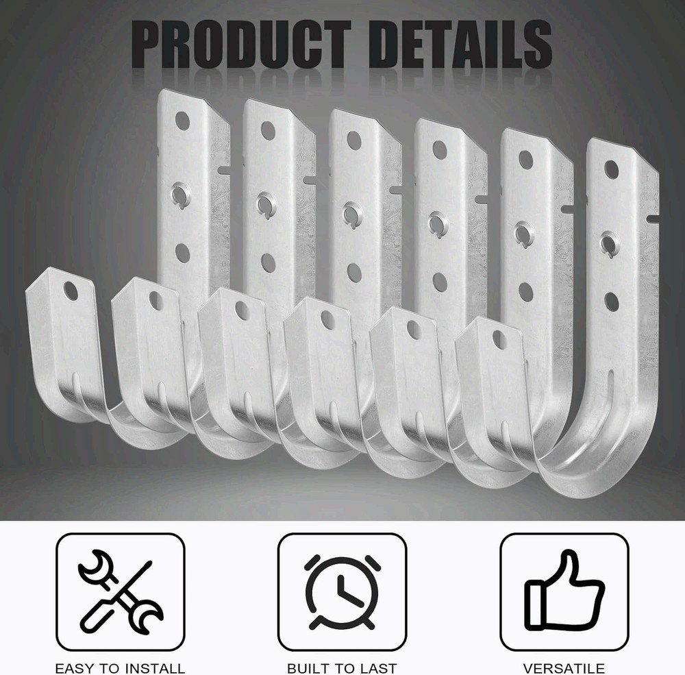 60 Pcs 2" Cable Support J Hooks Heavy Duty Galvanized Steel, Silver