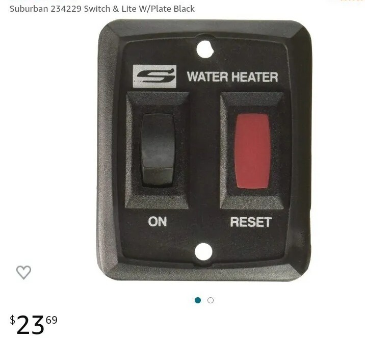 Suburban 193378/234229 Water Heater, On Off Switch, Black, RV/Camper Dd41