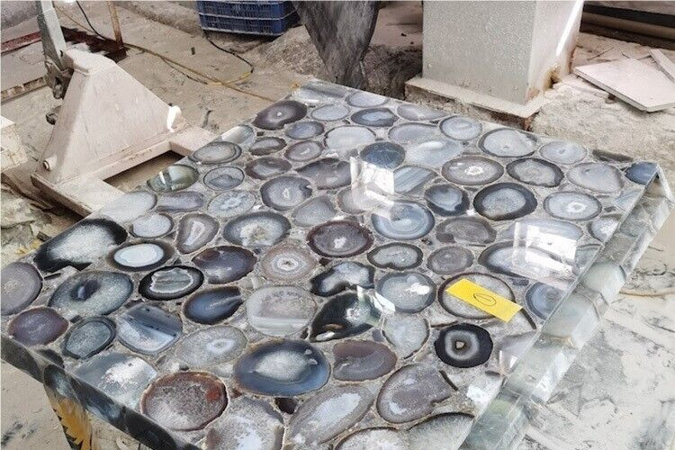 Natural Agate Coffee Table Top, Agate Geode Center Table Top, Handmade Decor