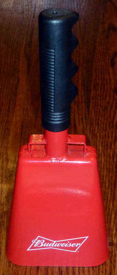 Classic Red Metal Hand-Held Budweiser Cowbell