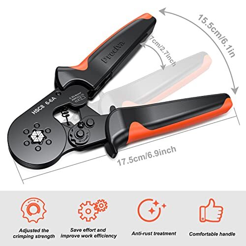 Ferrule Crimping Tool Hexagonal Sawtooth Selfadjustable Ratchet Wire Terminals C