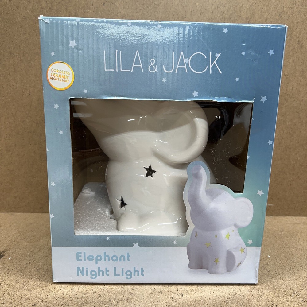 Lila & Jack Kid's Elephant Cordless Ceramic Night -Light