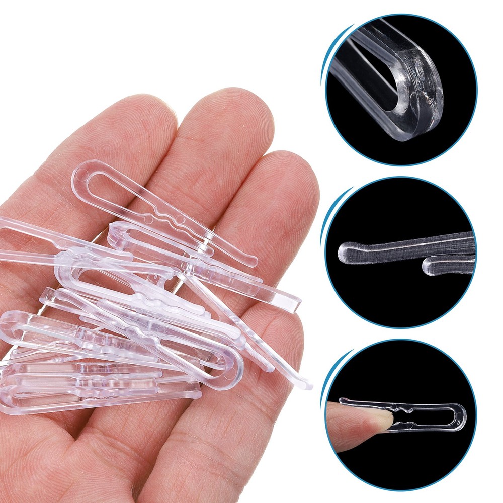 300pcs Durable Plastic Alligator Clip, 1.5" Clear U Shape with Teeth