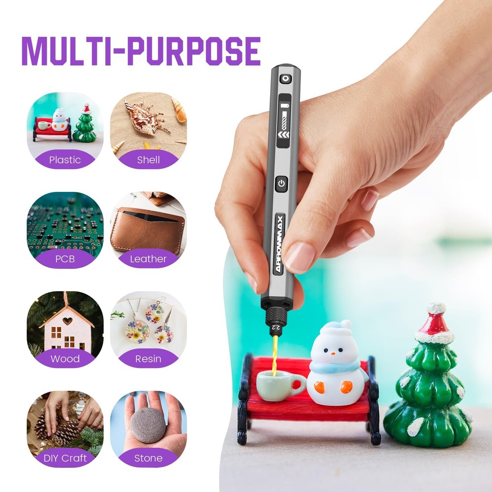 AM ARROWMAX Mini Drill Pen, 5-Speed, LED Lights, OLED Display, Silver