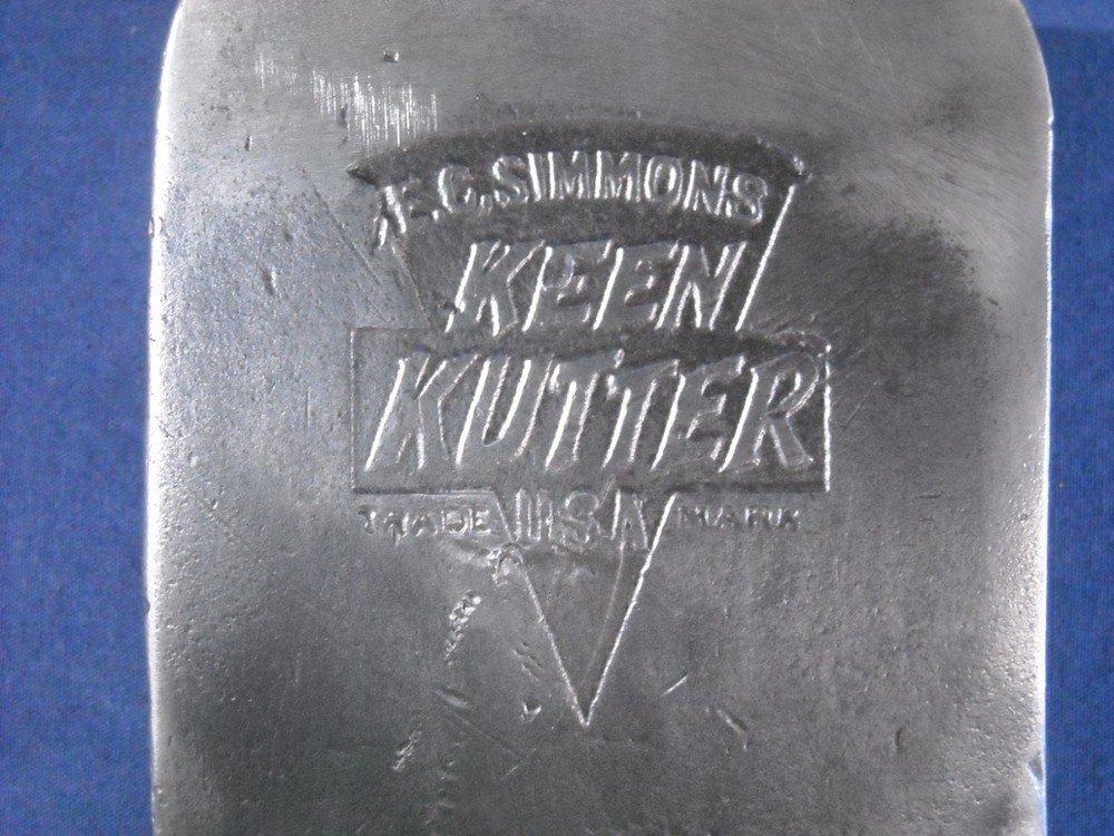 Keen Kutter EC Simmons Hardware Vintage Single Bit Axe Head Etched Embossed Logo