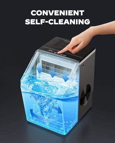 Ice Makers Countertop, 44lbs Per Day, 2 Ice Cube Maker Stainless Steel-cube