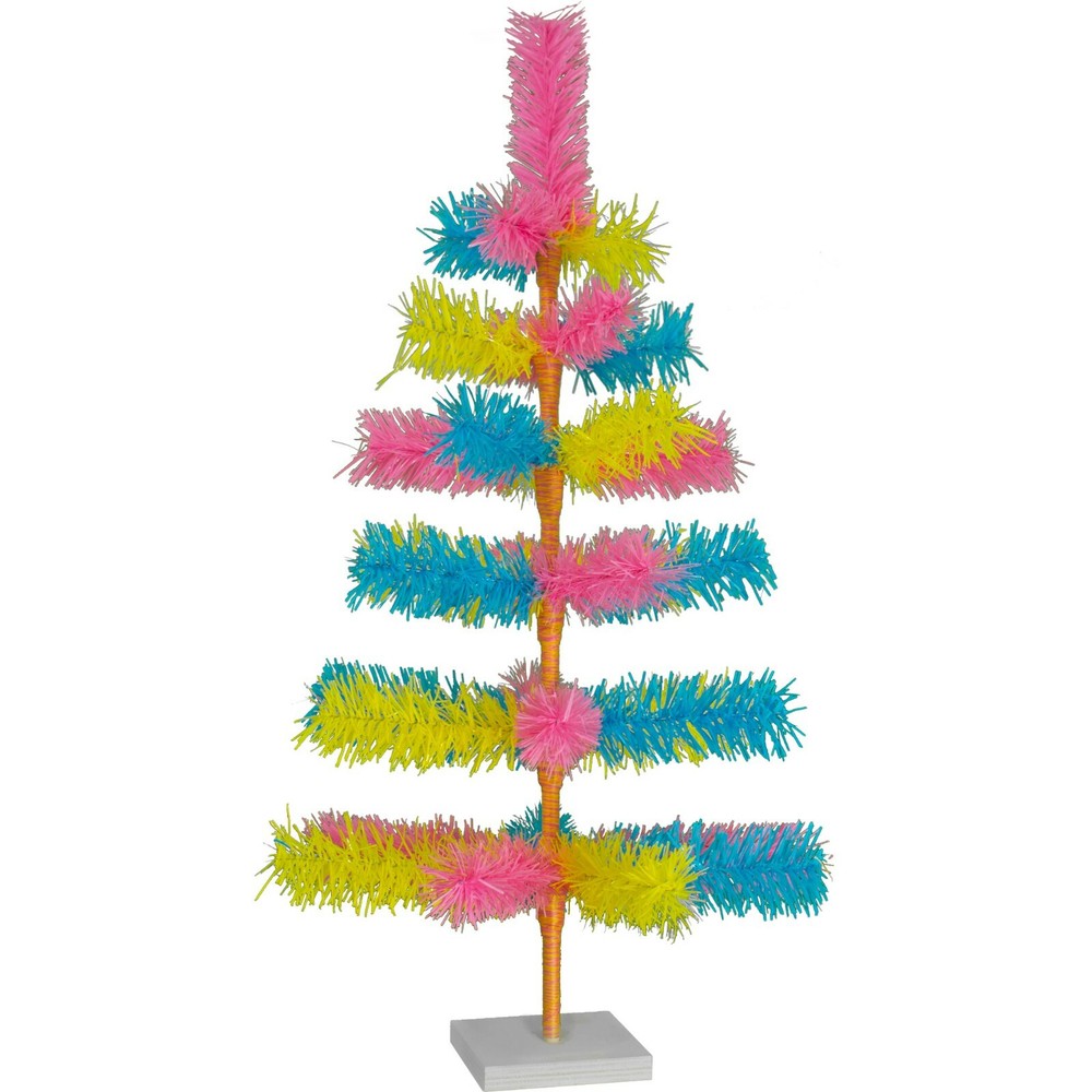 Easter Themed Multicolor Mixed Tinsel Christmas Trees Stand Included