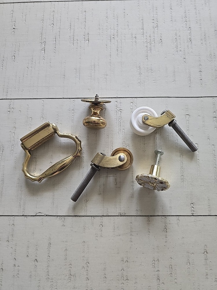 Vintage Brass Lot Clock Pull Knob Wheels Etc..