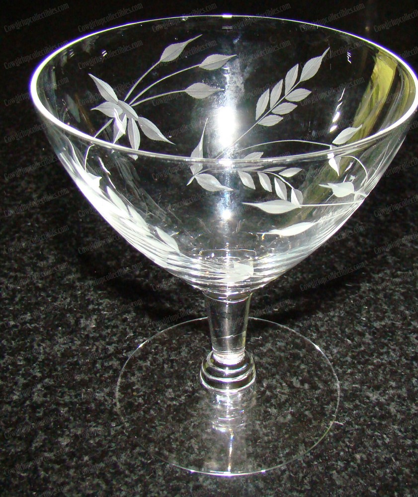 Miniature Etched Wheat CRYSTAL Stemware (2pcs) Cocktail, Wine...
