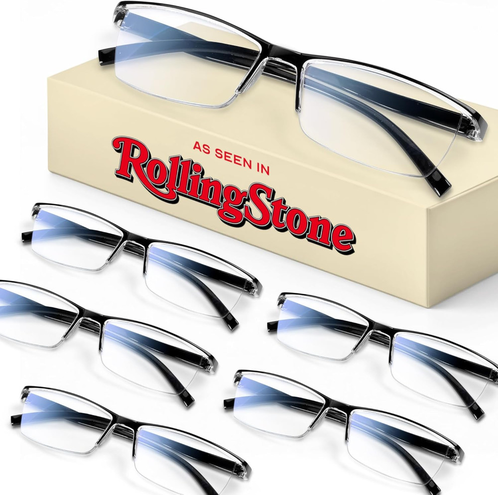 6 Pack 2.0 Executive Style Reading Glasses Men - Durable Readers with Blue Light
