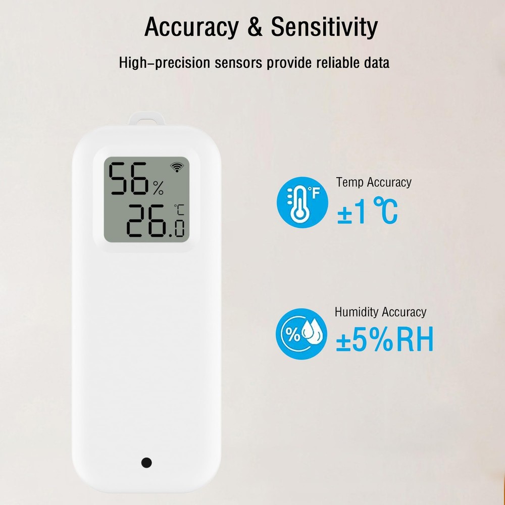 WLAN Thermometer Hygrometer Sensor, Wireless Smart Temperature and Humidity D...