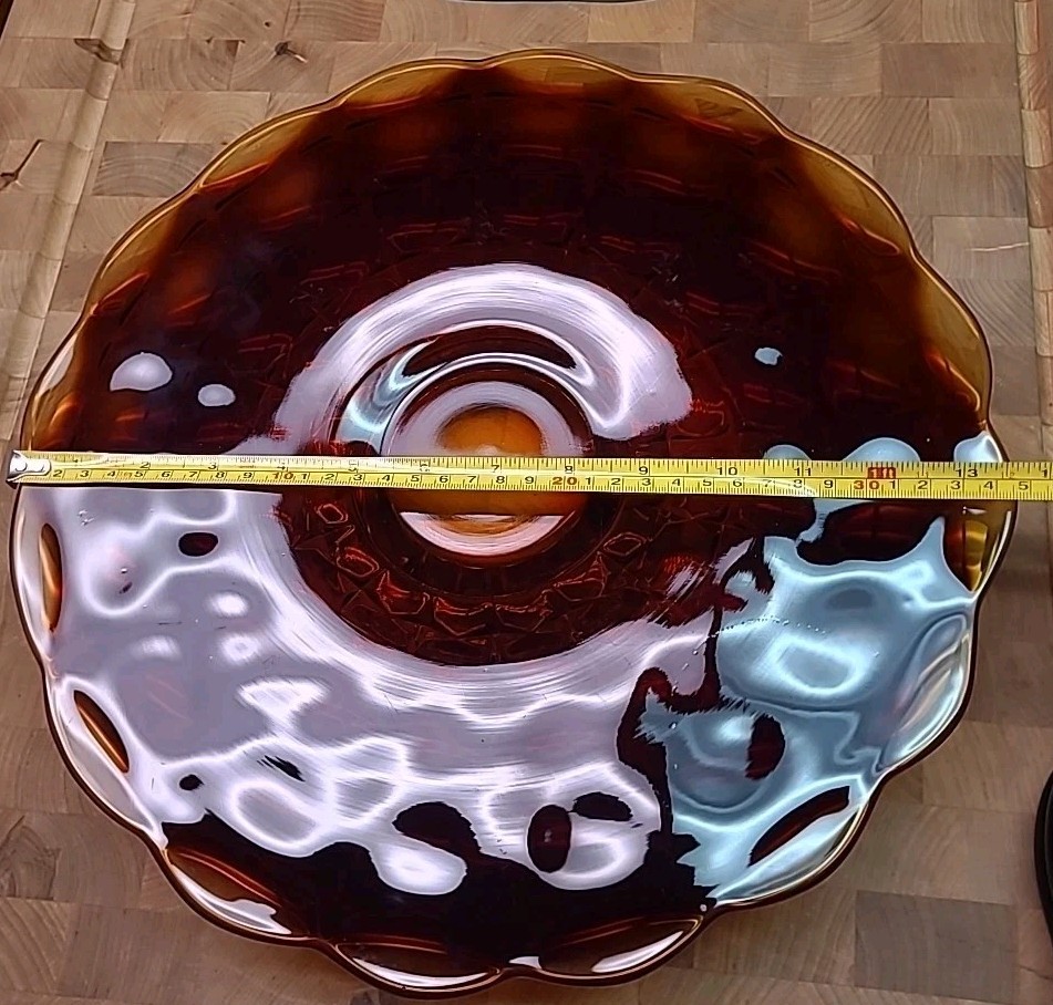 Glass Cake Plate Stand Low Footed Red