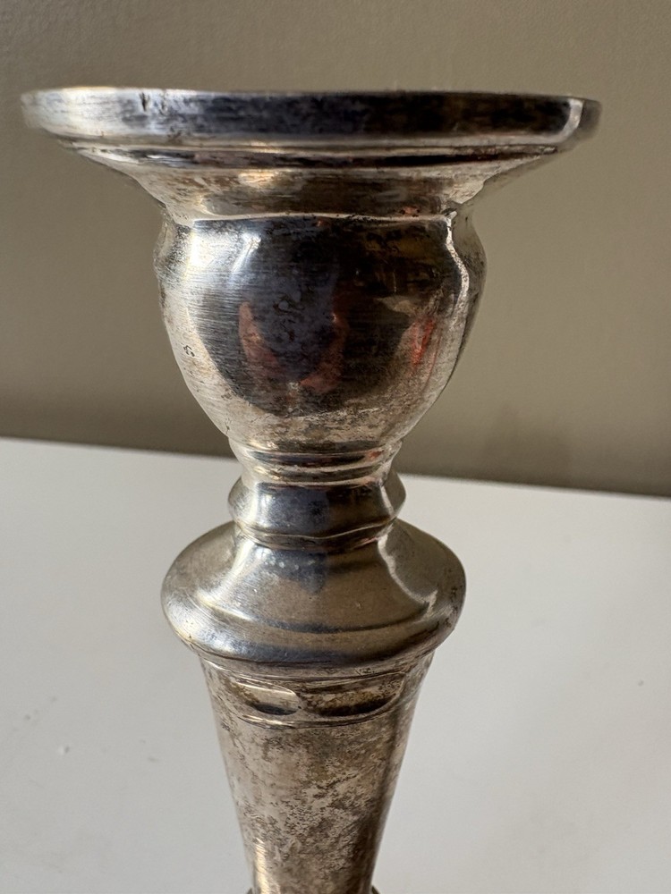 Vintage Silver Plated Candlestick Holder – Classical Baluster Form, 16cm