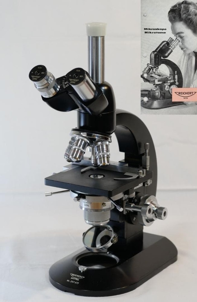 Antique Microscope Reichert BIOZET Phase Contrast Microscope Working