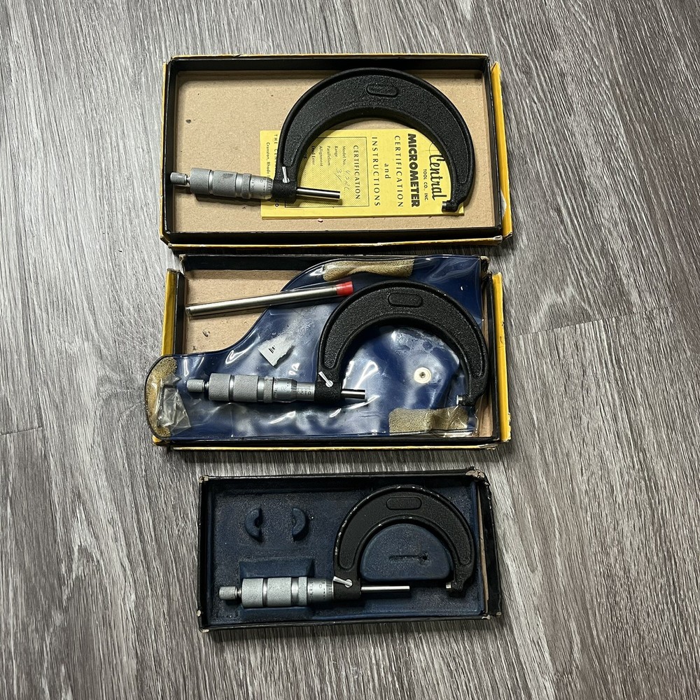 Vintage Central Tool Micrometer Set of 3