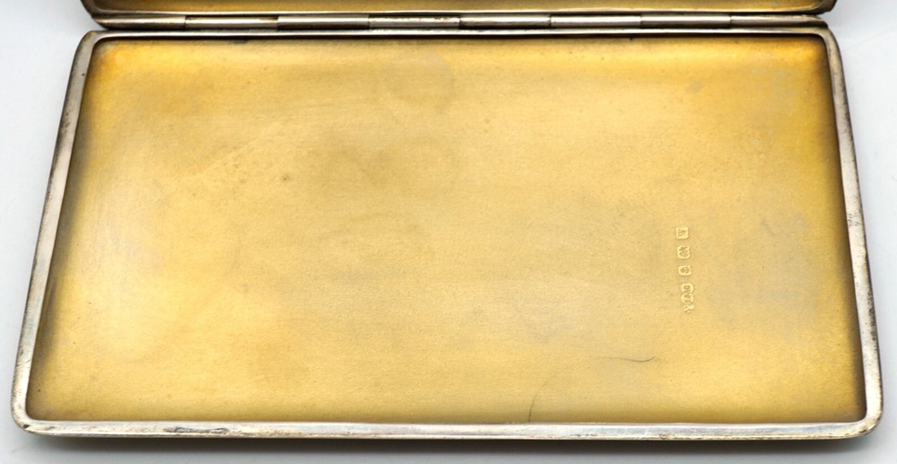Sterling Silver Cigarette Case Engine Turned Design ES & Co England 1921
