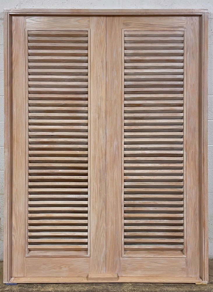Pre hung DOUBLE solid OAK DOORS LOUVERED U choose size Custom made Beautiful