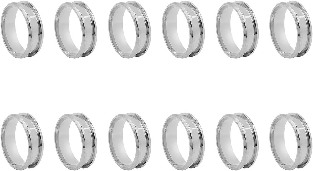 12 pcs Stainless Steel Blank Core Ring Settings 8 Sizes Finger Ring Blanks Round