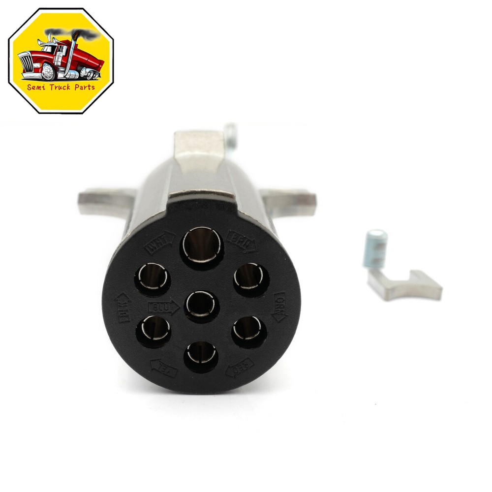 2Pack 7 Pin Round Trailer Connector Wiring Harness Socket Plug with Spring Guard