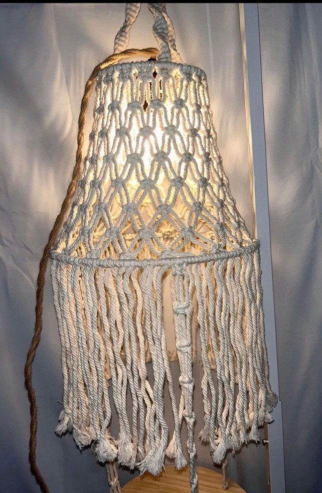 Boho Macrame Hanging 3 Tier Shelf Neutral Decor