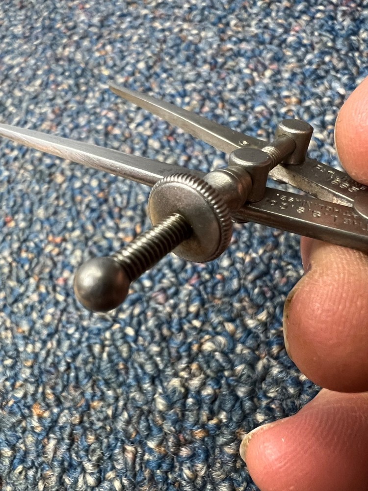 Antique Starrett 3" inside flat-leg spring caliper, rare, pat. 1885, nice