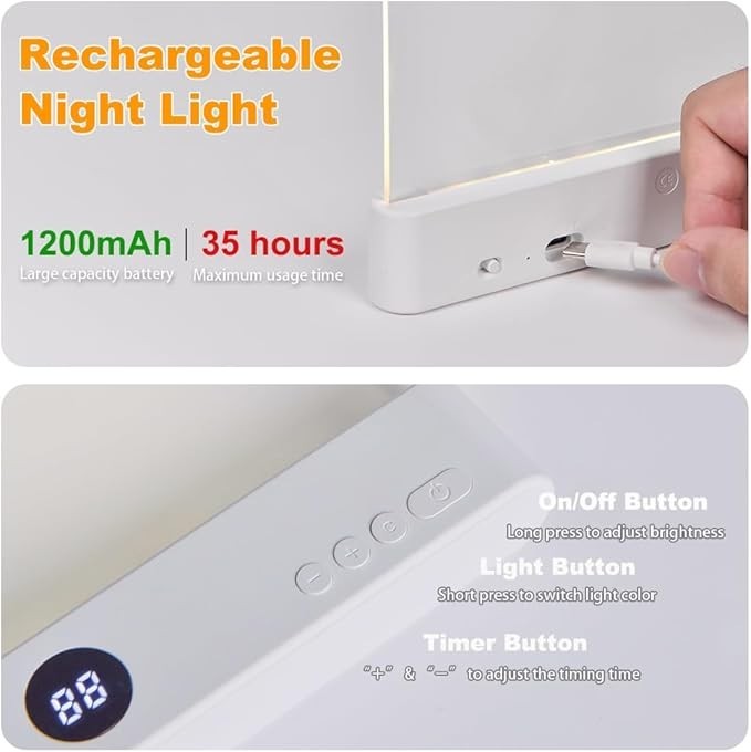 Reading Lamp Book, Smart LED Panel Booklight with 3 Colors and Timer