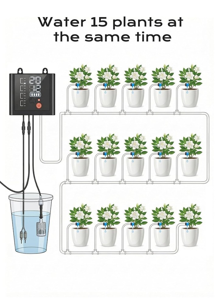 Complete Solar Garden Watering Kit – 49FT Adjustable Drip Irrigation System
