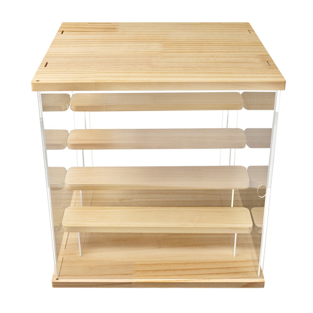 Clear Acrylic Display Case 4 Tier Dustproof Showcase w/LED Light Display Box